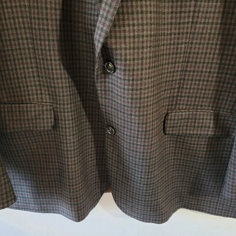MICHAEL Michael Kors Men's Single Breasted Blazer Sz 50L Gray Plaid 100% Wool